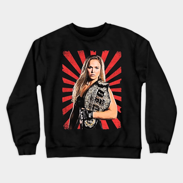 Ronda Rousey Wrestling Vintage Fan Art Crewneck Sweatshirt by Sakonipopart